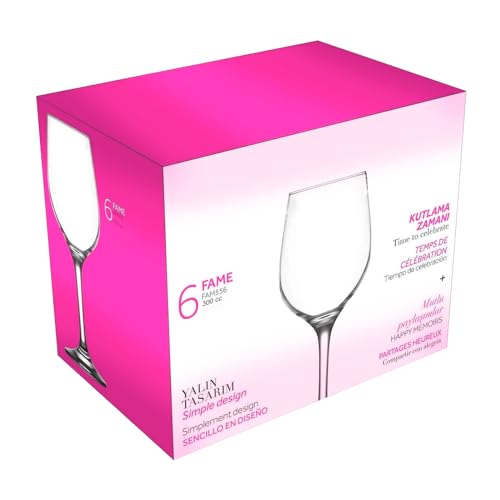 Acan Tradineur - Pack de 6 Copas - Modelo Fame - Capacidad: 300 ml - Ideal para Vino - Aptas para lavavajillas - Tamaño Aprox: Ø 6 x 19,3 cm
