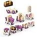 Wooden Train Set 68 PCS Castle Dragon Unicorn Fantasy Kingdom Adventure Playset w/Storage Box Train Toys for Girls Toddlers Grandkids Kids Compatible with Thomas Brio Melissa and Doug