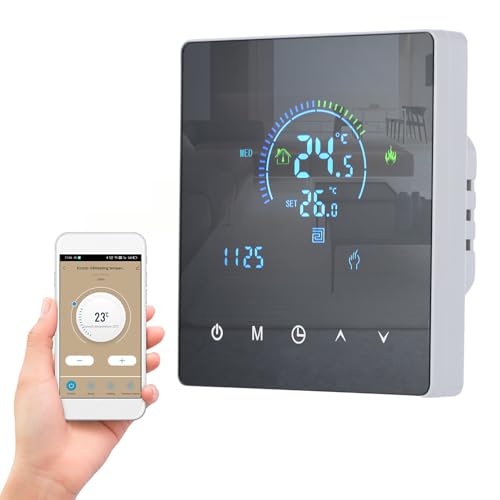 Irishom Termostato WiFi per Caldaia a Gas,Smart Programmabile Settimanalmente per Riscaldamento dell'Acqua,Display LCD/Controllo dell'APP/Controllo vocale,Compatibile con Google Home/Alexa
