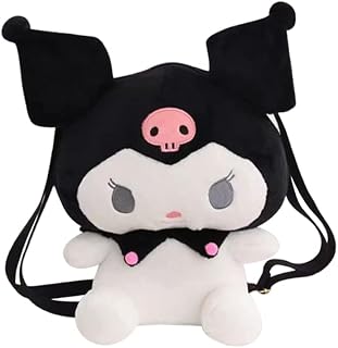Cartoon Bag-My Melody Kuromi Plush Bag Cinnamoroll Backpack Shoulder Bag Cartoon Anime Toy Bag Pour Anime Fans Shoulder Bag (Black)