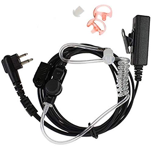 Two Wire Acoustic Tube Earpiece Mic Surveillance Kit Compatible for Motorola Cls1110 CLS1410 DTR410 CP100 CLS1413 CLS1450 PR400 RDU4100 RDU4160D RMU2040 RMU2080D RMU2080 Two-Way Radio Headset