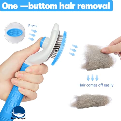 Image of Cat Brush for Shedding, Self Cleaning Slicker Brush, Soft Silicone Self Cleaning for Short and Long Haired Cats for Grooming and Massaging