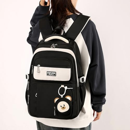 Girls Backpack Cute School Bag for College Middle High Elementary School Backpack for Teenagers Roomy Bookbag Black3