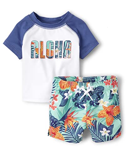 Image of The Children's Place Boys' Short Sleeve Rashguard and Bottoms