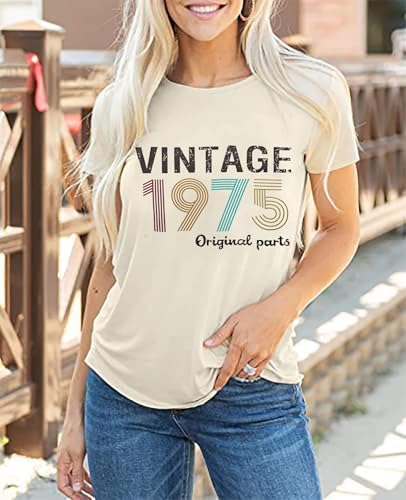Vintage 1975 T Shirts for Women 50th Birthday Shirts Gifts Born in 1975 Tshirt Retro Short Sleeve Tee Tops4