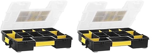 STANLEY Sortmaster Stackable Storage Organiser for Tools, Small Parts, Adjustable Compartments, 1-97-483 (Pack of 2)