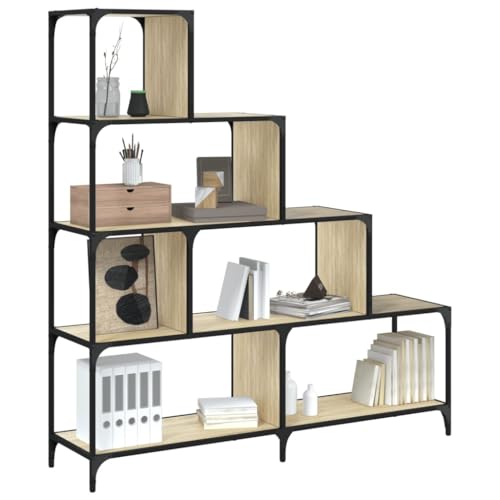 GCHDHAPB Estantería para el hogar, estanterías y estantes de pie, estantería de 4 escaleras, roble Sonoma, 139 x 33,5 x 149 cm, madera de ingeniería