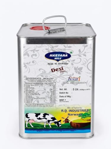 Image of HARYANA MILK 5kgTIN bucket premium cow ghee (5liteR HARYANA MILK bucket can)