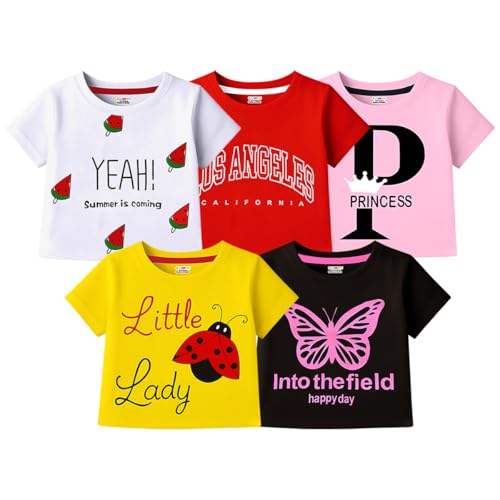 Image of Kuchipoo Girls Crop Top Cotton T-Shirt - Pack of 5
