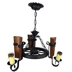 Lamparas Antiguas Valor Lámpara rustica fabricada con rueda de carro y 3 luces con tejas. Diámetro total 55 cm.