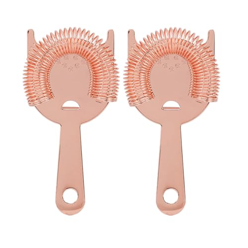 Cocktail Strainer, Stainless Steel Bar Cocktail Strainer Bartender Strainer Drink Strainer Shaker Strainer Ice Bar Shelf Strainer for Drink Home Bartenders(Rose Gold)