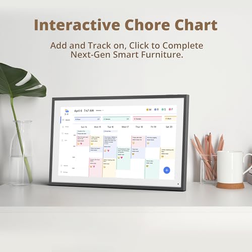 Image of Dragon Touch 15.6 inch Digital Calendar Chore Chart - 1080P Full HD Interactive Touchscreen, Smart Family Planner, Hearth Display Digital Calendar Wall & Desk Mountable for Seamless Scheduling Black