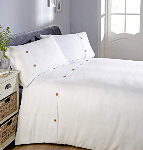 Rapport Juego de Cama con Funda nórdica de gofre, Color Blanco, tamaño King