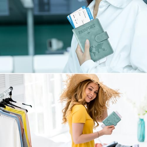 Image of Eoehro Passport Holder for Travel Essentials, Passport Wallet Cover Case for Travel Must Haves Accessories,Passport Book Holders for Women and Men(light blue)