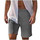Shorts Herren Kurze Hosen Leinenshorts Strandhose Musselin Trainingsshorts Bermuda Short Lässig Sportshorts Sommershorts Wanderhose Freizeitshorts Kurze Jogginghose Radlerhosen Grau 3XL