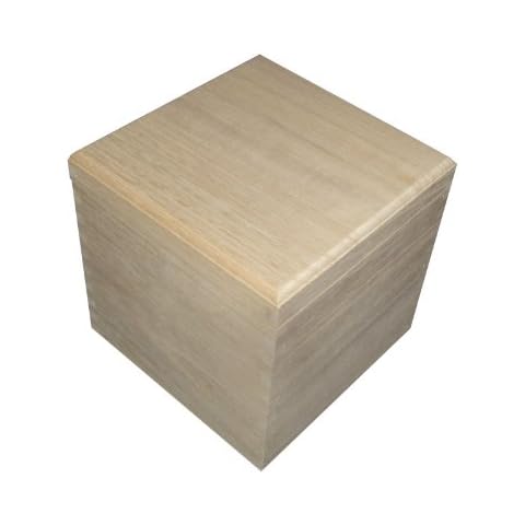 Plain Solid Wooden Cube Box 11cm - ready to decorate or varnish - for Storage, Keepsake, Gift - WBM0023 Cover