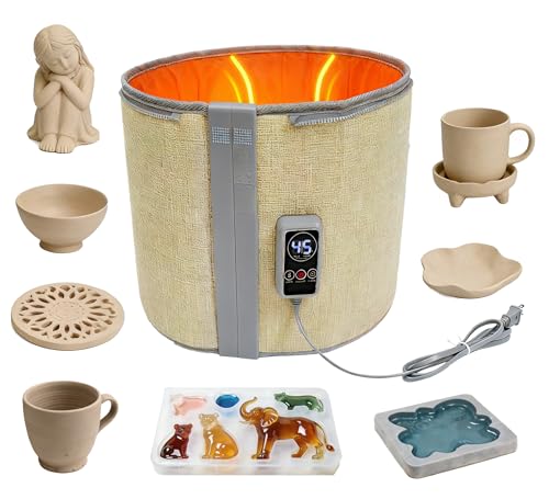 Portable Graphene Heating Kiln for Pottery at Home - Small Resin Curing Machine Dryer for Clay & Acrylic Art Adjustable Temp Timer Fast Even Heat No Bubbles