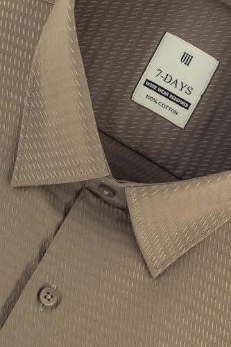 Image of 7-DAYS Men's Premium Formal Shirts - Regular Fit, Full Sleeve, 100% Pure Cotton, Self-Design, with Pocket - Stylish Office Shirts for Men