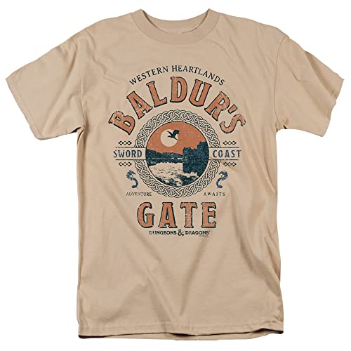 Popfunk Dungeons and Dragons Baldurs Gate Resort Unisex Adult T-Shirt - (Large), Sand
