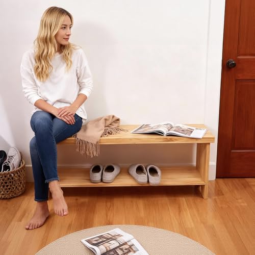 Banco estrecho de madera para optimizar espacio en pasillos 6
