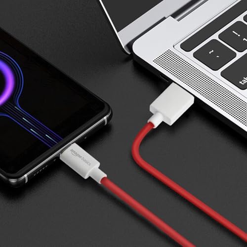 Image of amazon basics 65W Charger Cable | USB A to Type C | Fast Charging & Data Sync Cable | OnePlus Charging Cable | 1M Cable (Red)