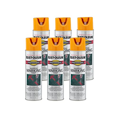 Image of Rust-Oleum 2545838-6PK Professional Inverted Marking Spray Paint, Caution Yellow, 15 Ounce (Pack of 6)