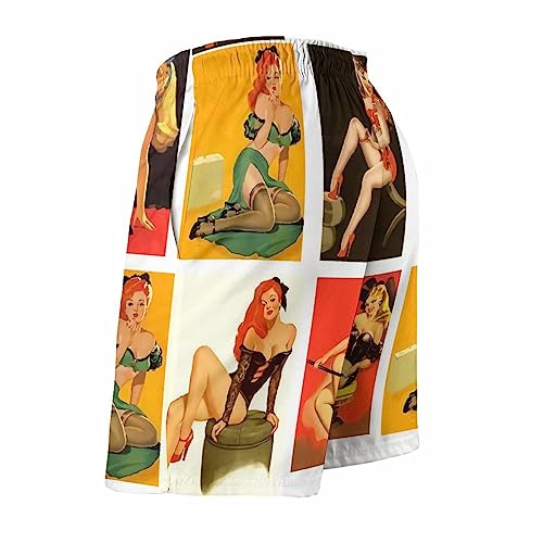 Pinup Girls Mens Swim Trunks Quick Dry Beach Shorts Casual Sports Board Shorts Swimwear with Pocket4