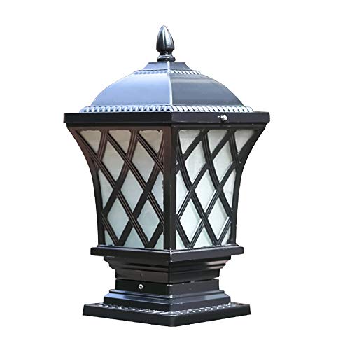 Qianqiusui Retro street light，Modern Minimalist Pillar Lamp European Retro Column Headlight Aluminum Outdoor Waterproof Column Headlight (Color : Black, Size : 32×22×62.5cm)