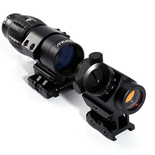 Pinty Tactical 3-4 MOA Red Dot Sight Scope with 3X Magnifier Combo