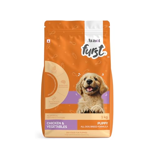 Image of Avant Furst Puppy Dry Dog Food Chicken & Vegetable | Dog Food Puppy with Real Chicken Protein & DHA | Dry Food for Growing Puppies | No Artificial Additives | 1kg