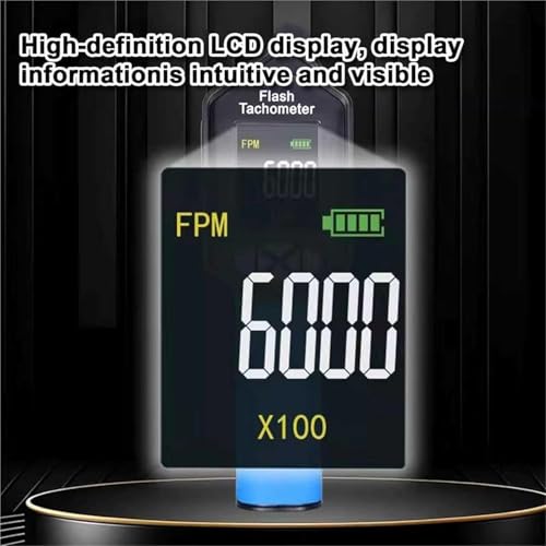 Estroboscopio digital, luz estroboscópica LED de mano, 16 cuentas de lámpara, rango de 60-99999 FPM, precisión del 0,001% para ventiladores, motores, neumáticos