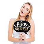 Big Dot of Happiness Photo Booth Props Kit - 10-Piece Stars Over Paris Props, DIY Assembly with Prop Stick, Premium Cardstock Party Decorations - Image 2