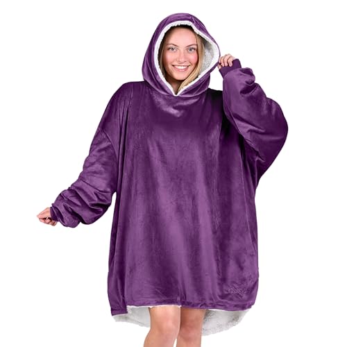 Image of Bare Home Wearable Blanket Hoodie - Soft Plush Sherpa - Warm and Cozy - Oversized Wearable Blanket