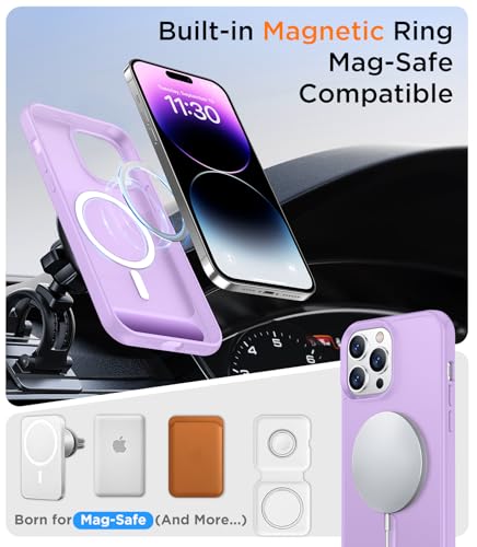 Image of Magnetic Compatible with iPhone 14 Pro Max Case, [Built-in Invisible Kickstand][Compatible with MagSafe] [Military Grade Shockproof] Slim Translucent Matte Phone Case for iPhone 14 Pro Max 6.7 inch