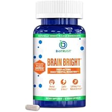 BioTrust Brain Bright - Daily Nootropic Boost for Focus, Concentration, Mental Clarity - Caffeine Free Nootropics Brain Support Supplement - Thai Ginger, Ginkgo, Folate, L-Theanine - 30 Servings