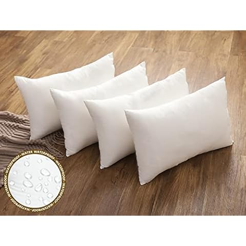 JOJOGOGO 12x20 Outdoor Lumbar Pillow Insert Waterproof Set of 4 Outdoor Lumbar Pillows for Patio Furniture Garden Swing and Front Porch Cover