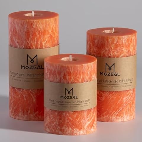 MOZEAL Orange Crystal Pillar Candles Set Cover
