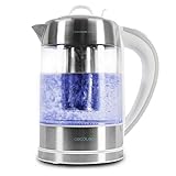 Hervidor de agua de diseño exclusivo con 1,7 litros de capacidad. Fabricado en vidrio de borosilicato de alta cálida d. Máxima resistencia contra impactos y manchas. Cristal neutro, no trasmite olores ni sabores. Alta resistencia a la corrosión y totalmente libre de bpa y otros tóxicos. Luz LED que se enciende cuando el hervidor está en marcha y varía según la temperatura seleccionada para el agua.