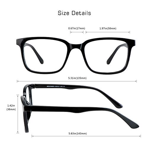 Image of VisionGlobal Blue Light Blocking Glasses for Women /Men,Computer Reading, TV Glasses, Stylish Square Frame(Black, +0.75 Magnification)