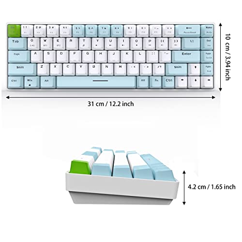 Image of Qisan Mechanical Gaming Keyboard Dual Mode 2.4G /BT Wireless Keyboard with Red Switch Mini Design (60% Keyboard) 68 Keys Computer Keyboard US Layout | Gaming Pc | Wireless Gaming Keyboard
