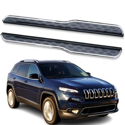 Estribos de aluminio para Jeep Cherokee KL 2014-2025 negros y plateados 2PCS