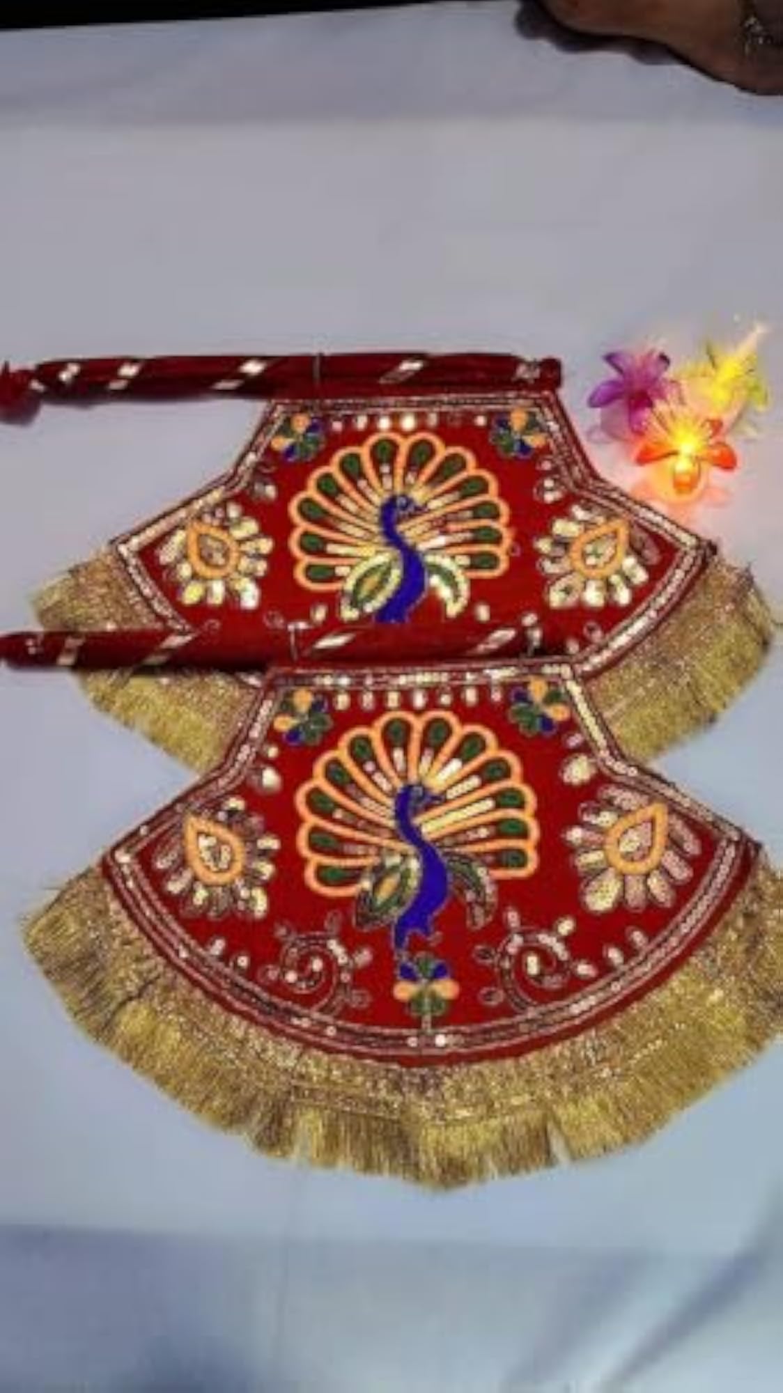 Peacock Embroidered Decorative Hand Fan, Traditional Wedding Pankhi