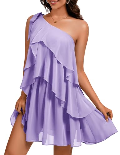 Image of DRESSTELLS Women's Cocktail Party Dress for Wedding Guest, Summer Beach Vacation Aline Tiered Short Dresses