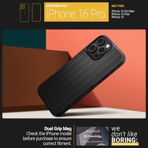 Image of CASEOLOGY by Spigen Dual Grip Mag for iPhone 16 Pro Case [Enhanced Grip Design] Magnetic Protection Back Cover Case for iPhone 16 Pro (TPU and PC | Onyx Black)