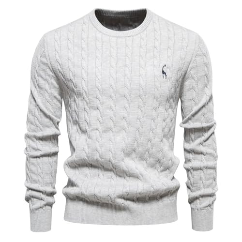 Suéteres de algodón ZBDZSW para hombre con cuello redondo clásico y diseño de punto torcido