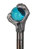 Zerlegbarer Fantasy-Stock mit silberner Krallenhand und blauer Kristallkugel