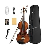Conboxus Violín eléctrico/acústico 4/4, tamaño completo, 5 cuerdas, abeto macizo de arce con accesorios de ébano, perfecto para escenario con funda, arco, cable, colofonia, puente, reposamanos, paño