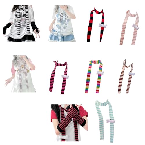 Bone Pattern Scarf Knitted Scarf Lovely Plush Long Thin Scarves Women Girl Scarf for Outfit Enhancement4