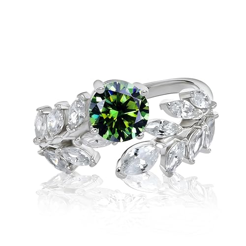 Green/Red/Clear Moissanite Ring Women 925 Sterling Silver 1 Carat Emerald Green Moissanite Promise Ring Anniversary Ring