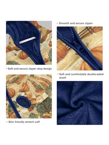 Pumpkin Harvest on The Farm Girls Fleece Jacket Girls Fall Jacket Boys Coats Zip Up Hoodie Children Outerwear 2-10T3